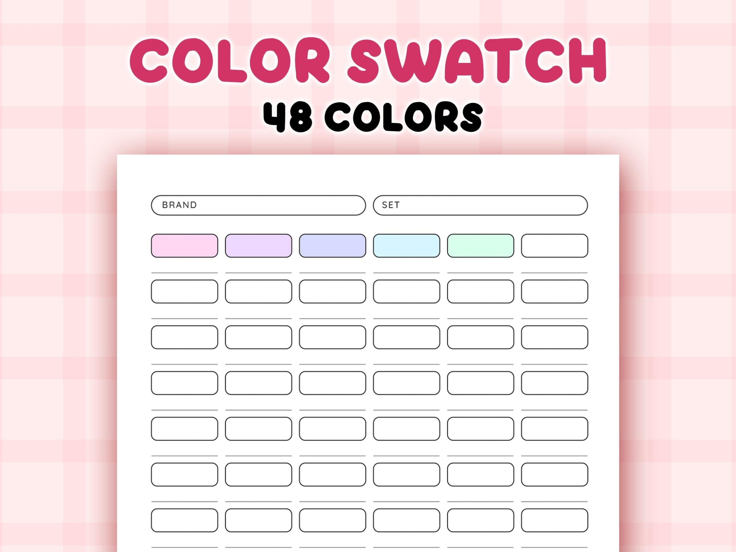 Color Swatch Chart Blank Color Chart Printable Color Swatch Template Page Color Swatch Chart Set Blank Colour Swatch Chart Sheet Template Etsy