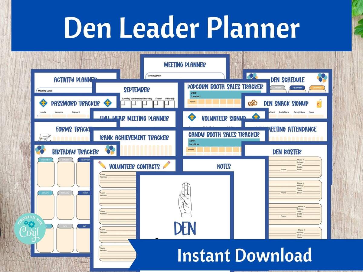 Den Leader Planning Binder Scout Pack Organizer Printable Cub Master Organization Etsy