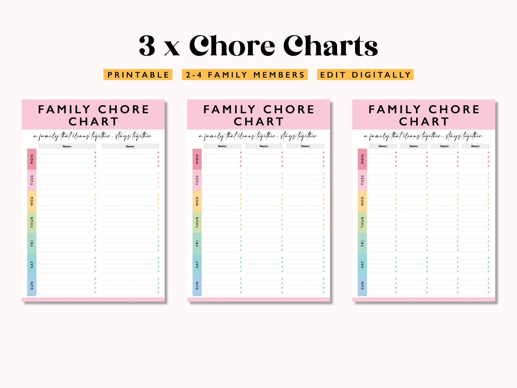 Editable Family Chore Chart Cleaning Checklist Digital Download Etsy Israel