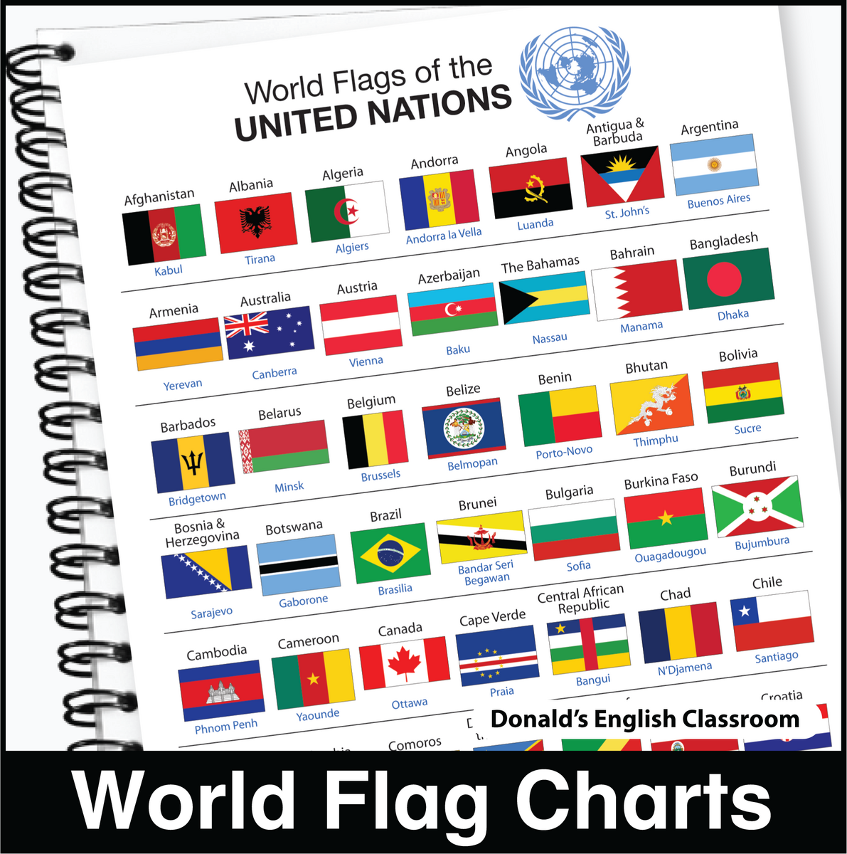 Flags Of The World Charts ESL ELL Newcomer Made By Teachers