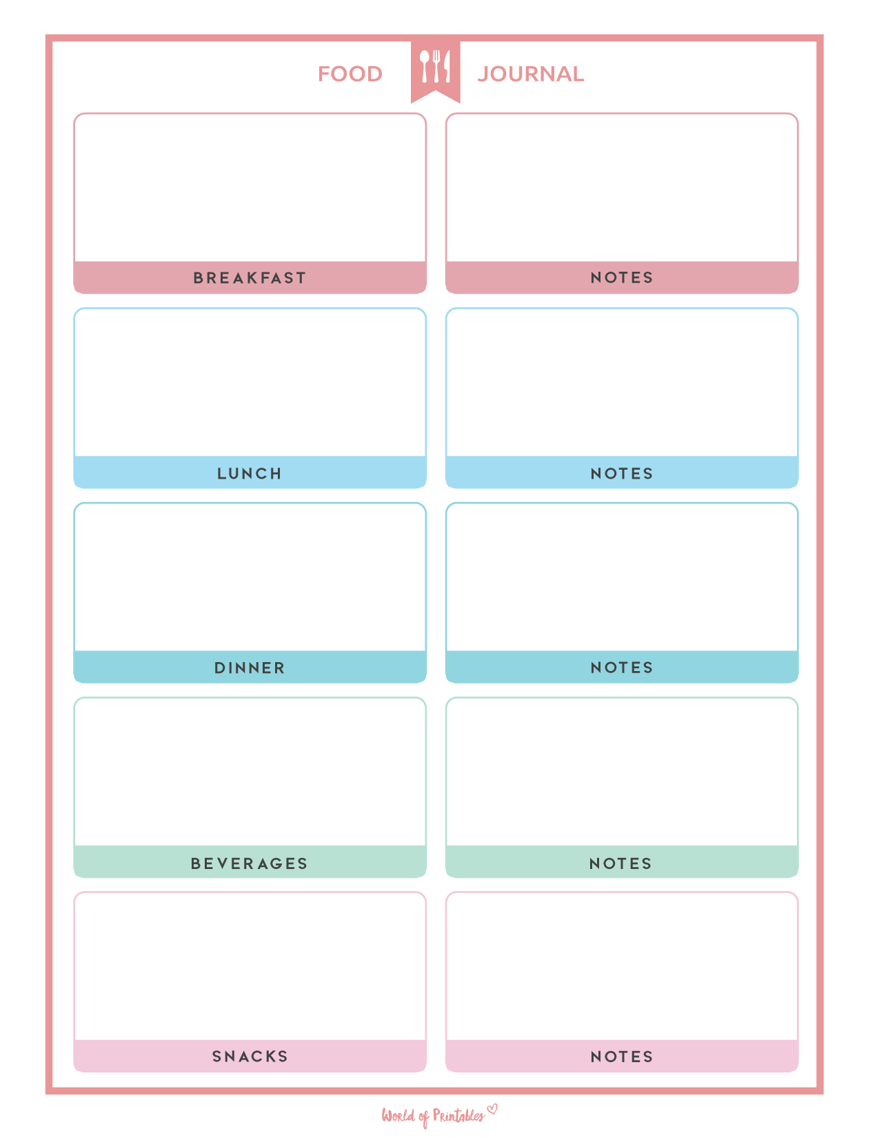 FREE Printable Food Journal Diary PDF Template Tracker Love Our Real Life
