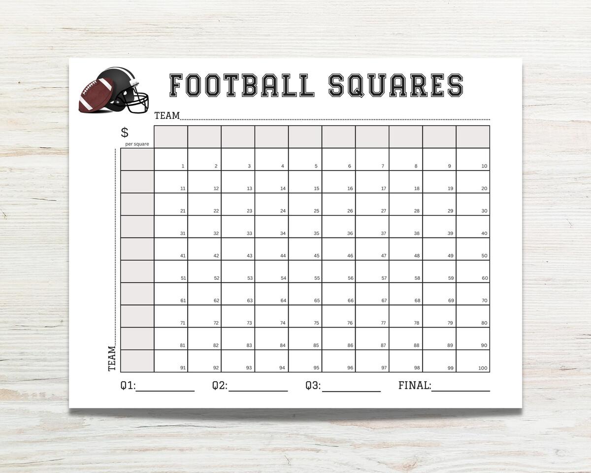 Football Squares Templates Etsy Canada
