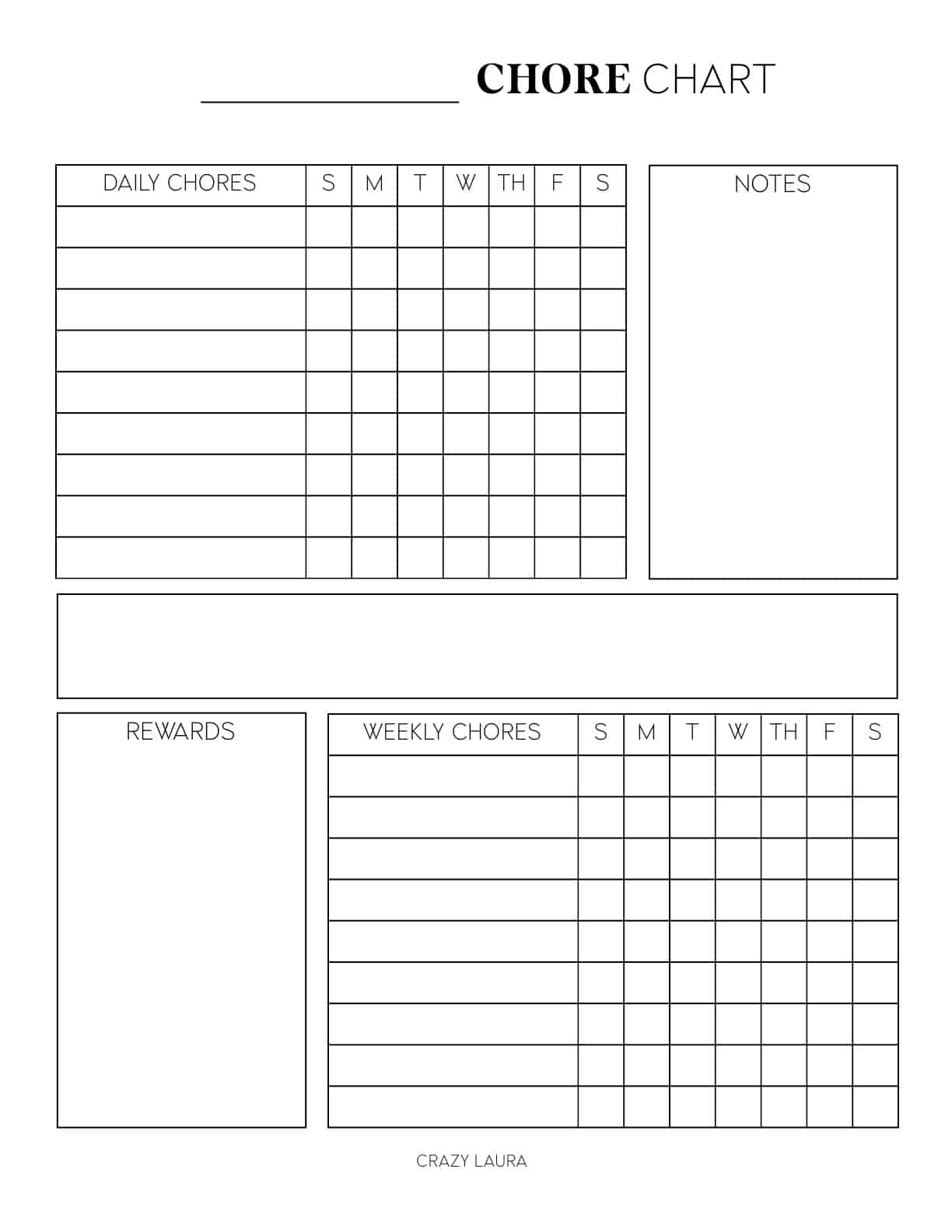 Free Chore Chart Printable With Weekly And Daily Versions Crazy Laura Free Chore Chart Printable With Weekly And Daily Versions Crazy Laura
