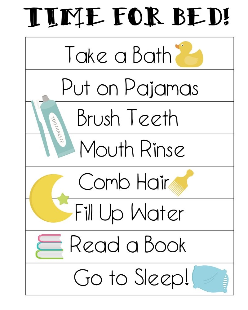 Free Printable Bedtime Routines Chart Not Quite Susie Homemaker