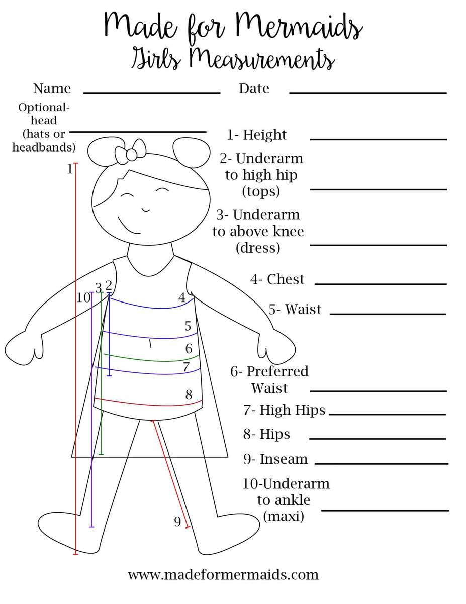 FREE Printable Blank Measurement Chart For Adults Youth