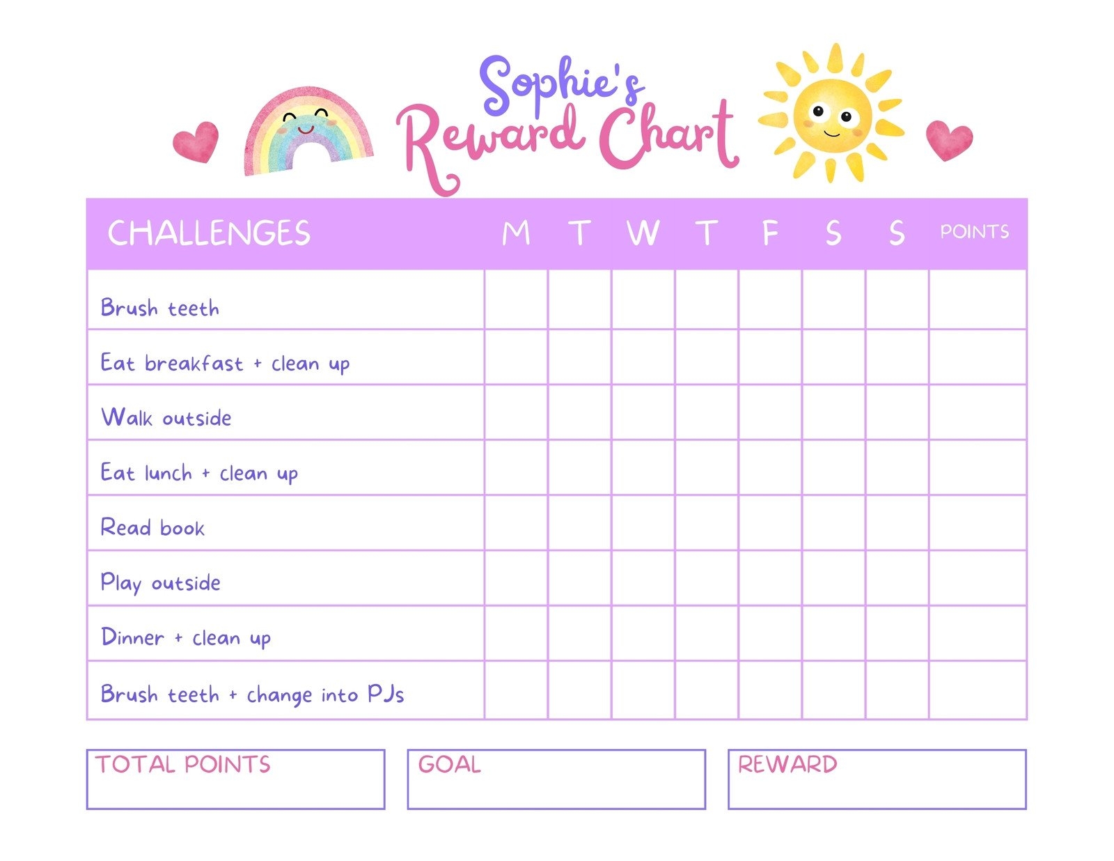 22 Printable Reward Charts For Kids PDF Excel Word