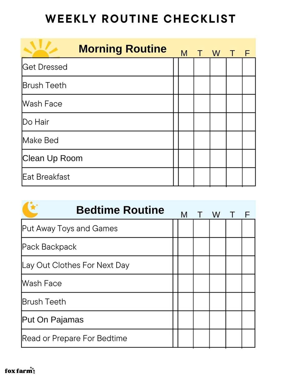 Free Printable Daily Routine Chart For Kids Fox Farm Home Free Printable Daily Routine Chart For Kids Fox Farm Home