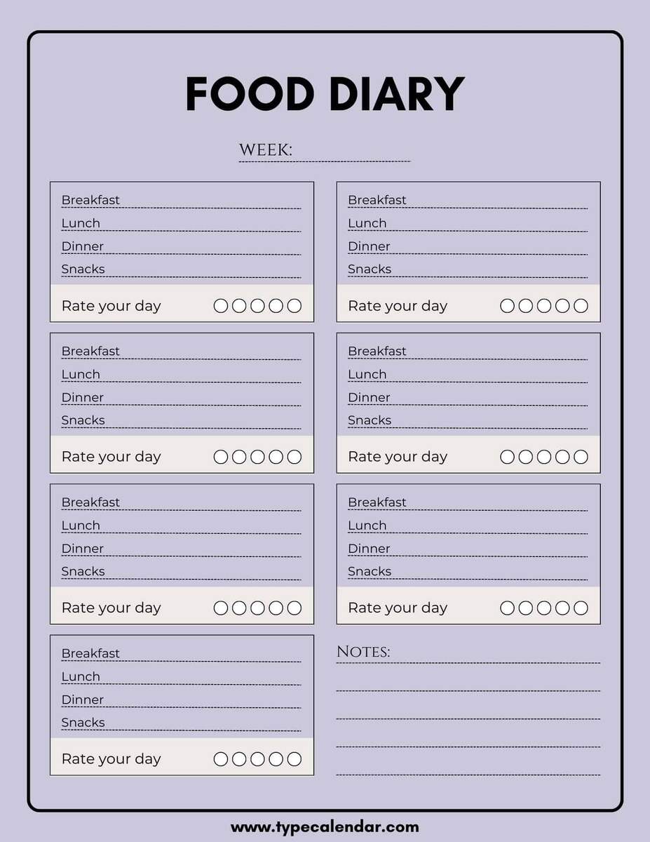 Free Printable Food Diary Templates Word Excel PDF Free Printable Food Diary Templates Word Excel PDF