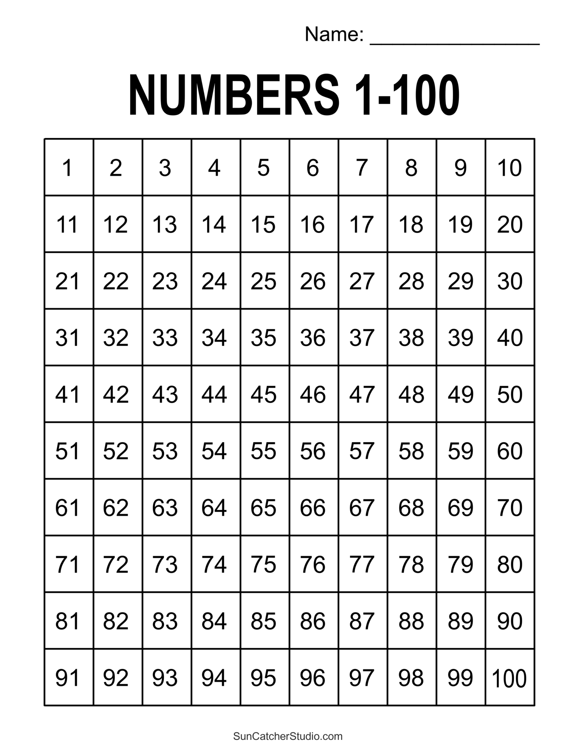 Free 1 100 Hundreds Chart To Print PDF