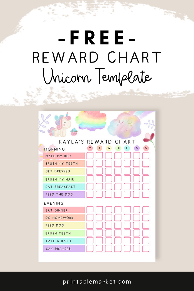 Free Unicorn Reward Chart Chore Printable Template