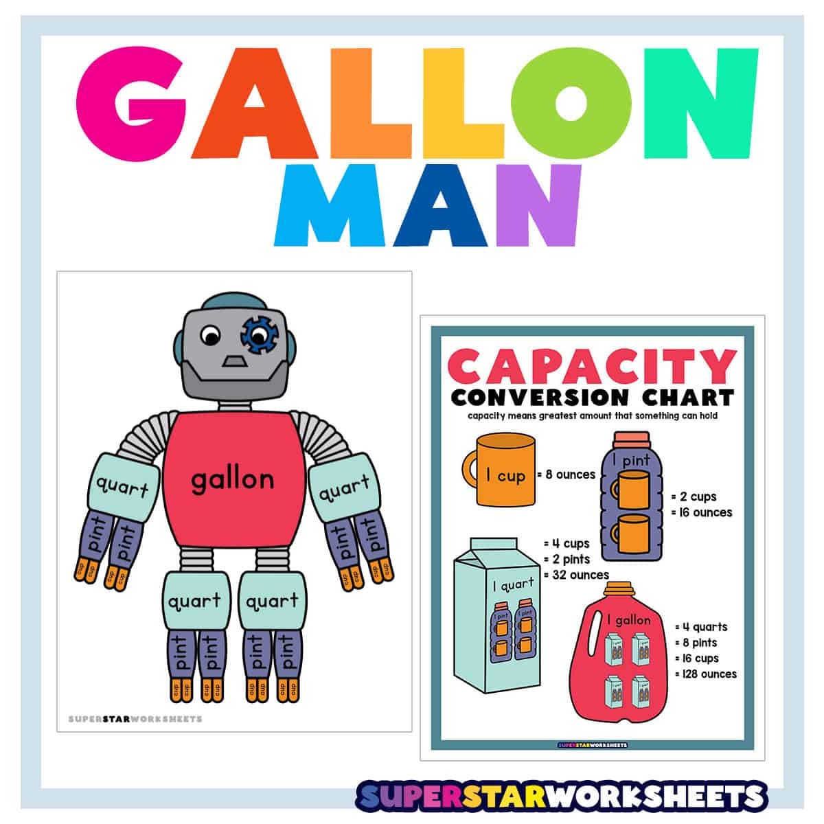 Gallon Man Free Printables Superstar Worksheets