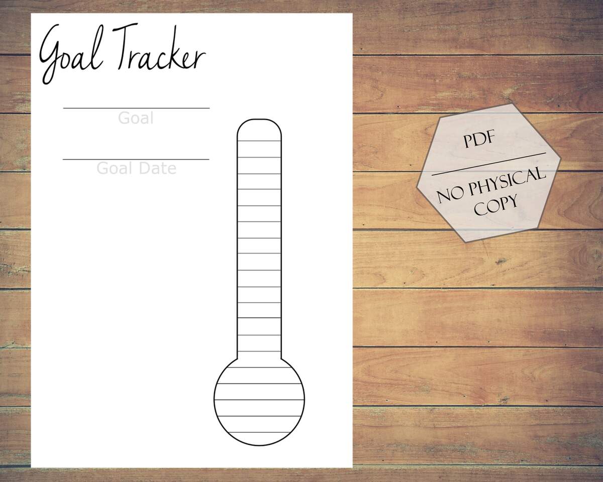 Thermometer Goal Tracker Goal Setting Thermometer Fundraising Thermometer Poster Printable Goal Tracker Etsy