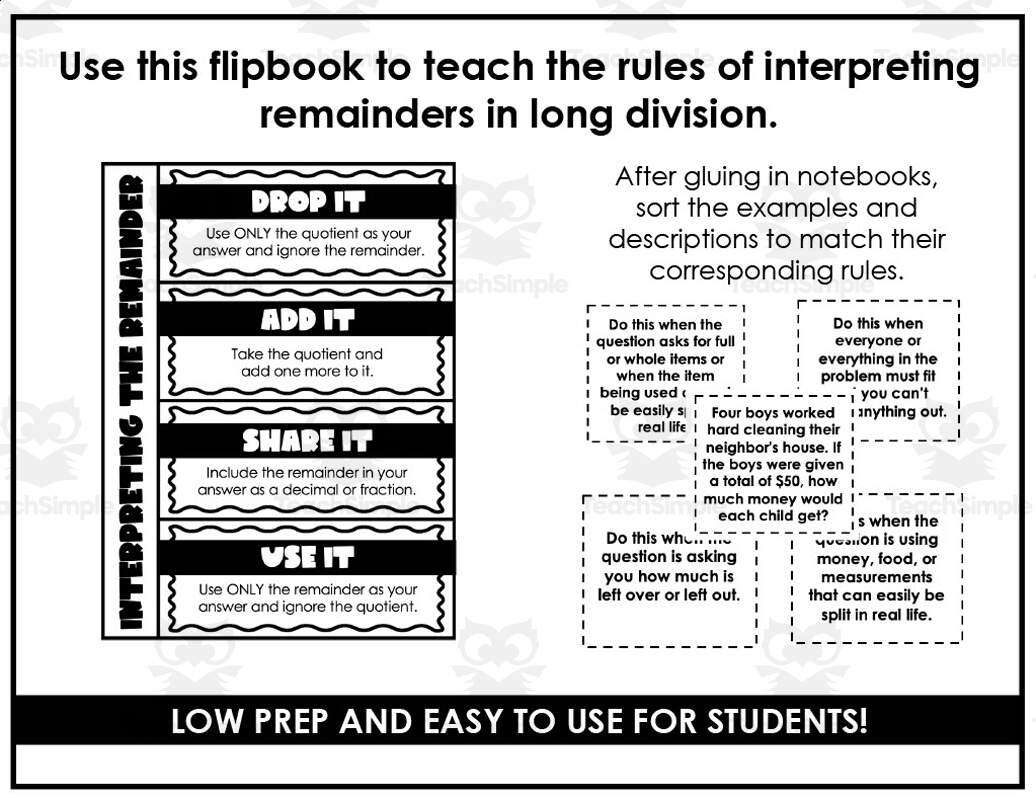 Interpret The Remainder Interactive Notebook Page By Teach Simple