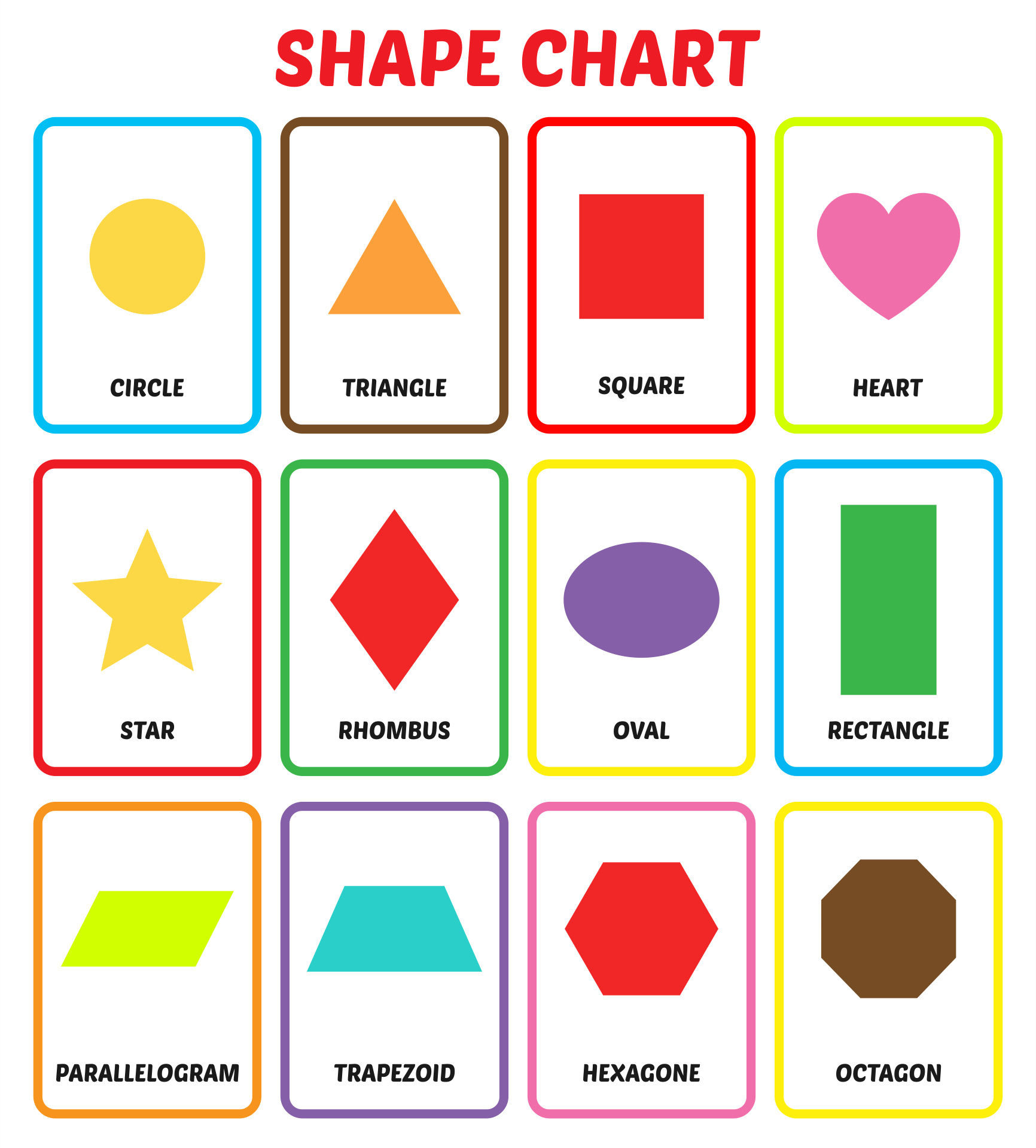 Kindergarten Shapes Flash Cards 13 Free PDF Printables Printablee