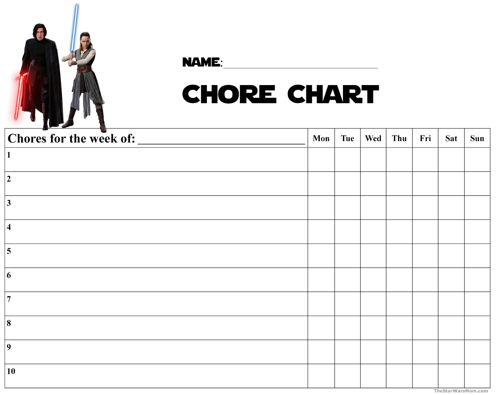 Star Wars Rebels Chores Chart Free Printable The Star Wars Mom Parties Recipes Crafts And Printables