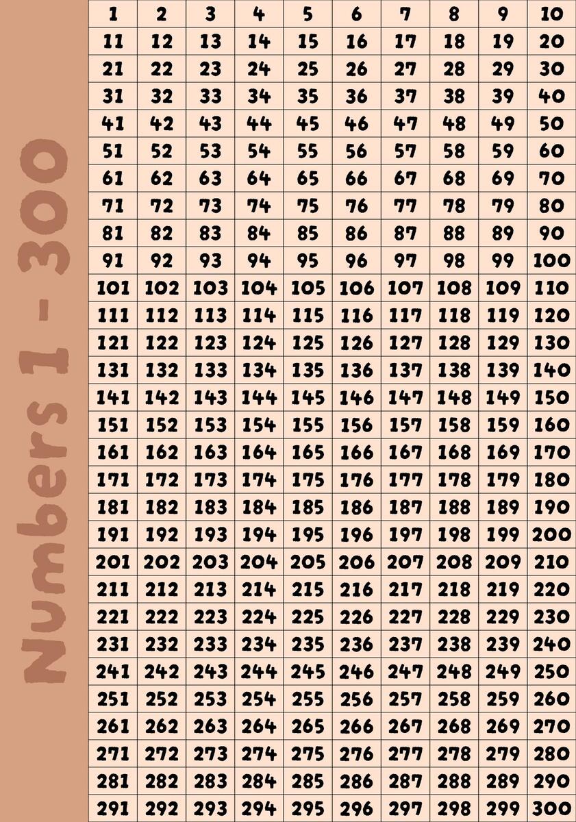 Large Numbers 1 300 10 Free PDF Printables Printablee Large Numbers 1 300 10 Free PDF Printables Printablee