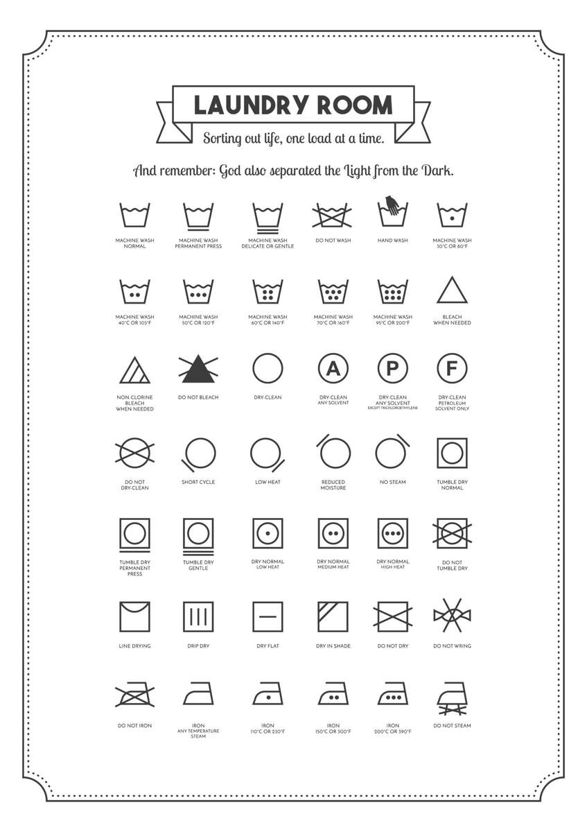Laundry Care Symbol Chart 10 Free PDF Printables Printablee