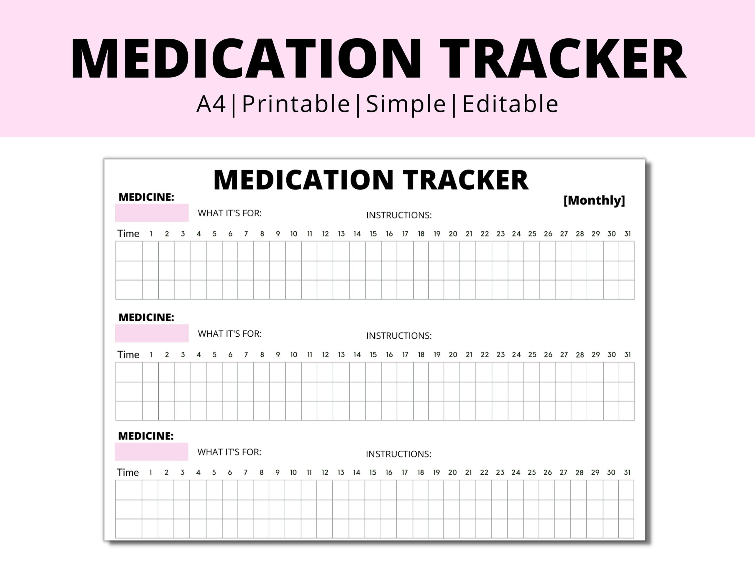 Medicine Tracker Printable Monthly Medicine Tracker Simple Medication Tracker Organised Medicine Planner Printable Tracker Etsy