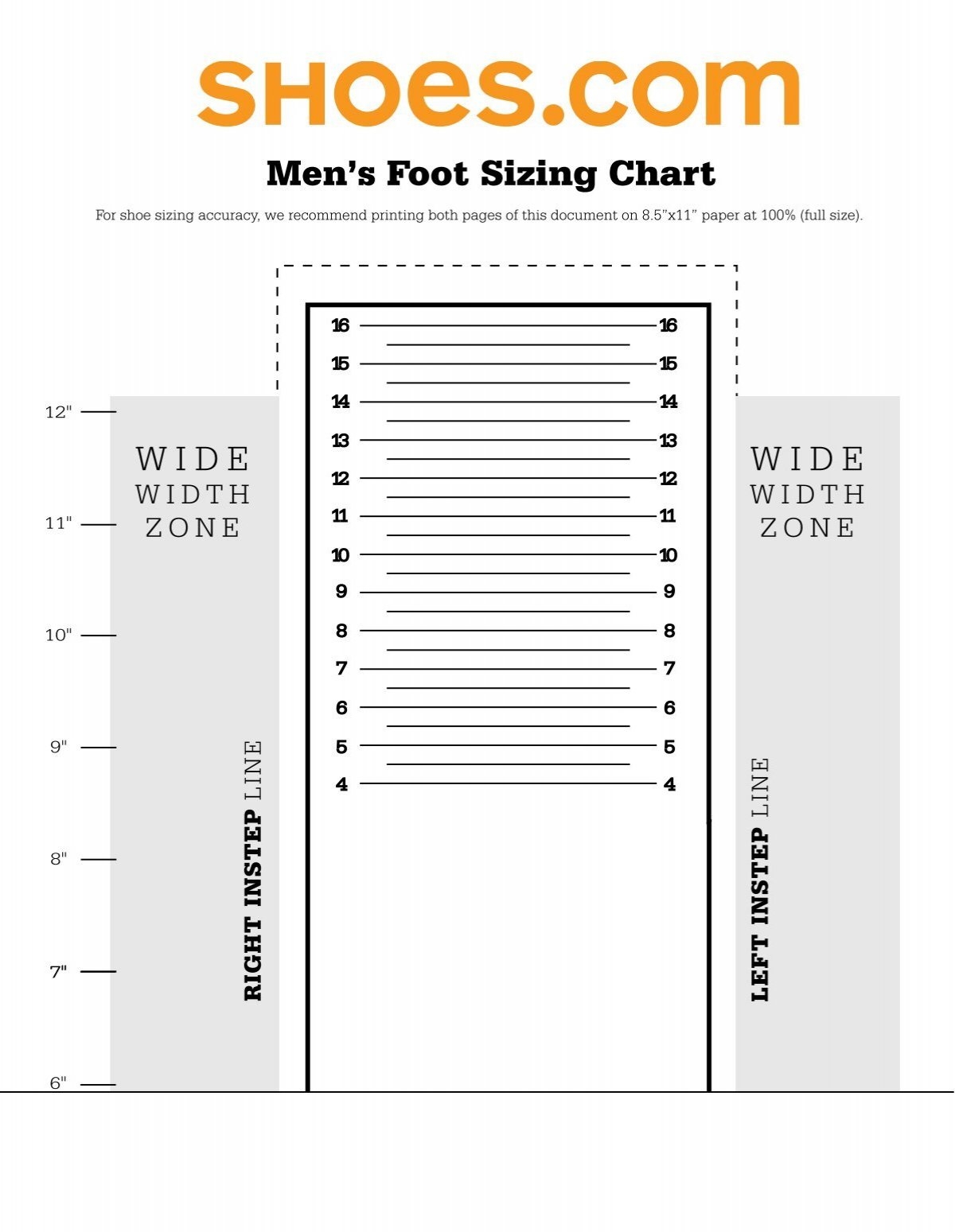 Men S Foot Sizing Chart