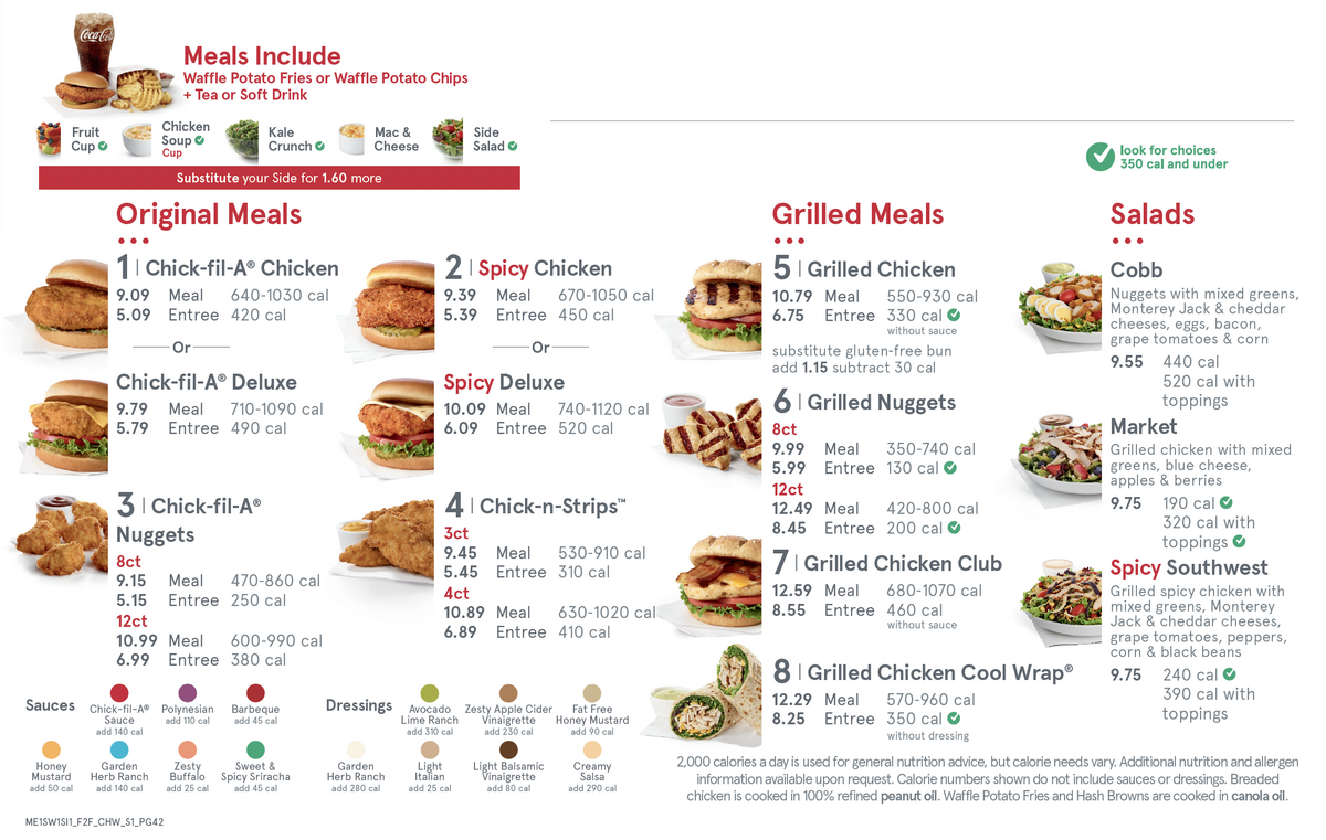Menu Chick Fil A Palomar