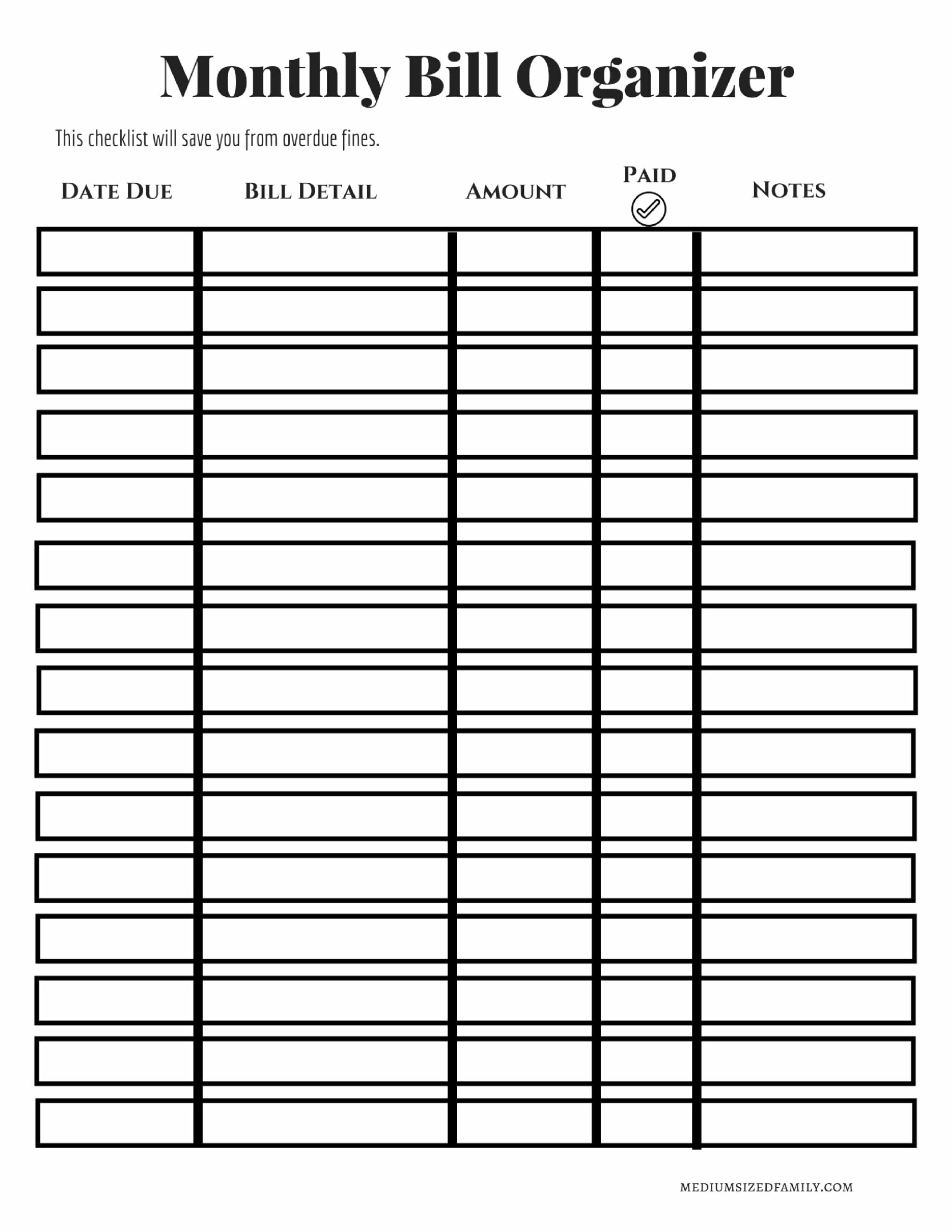 Bill Tracker Printable Monthly Bill Organizer A4 A5 Letter Etsy