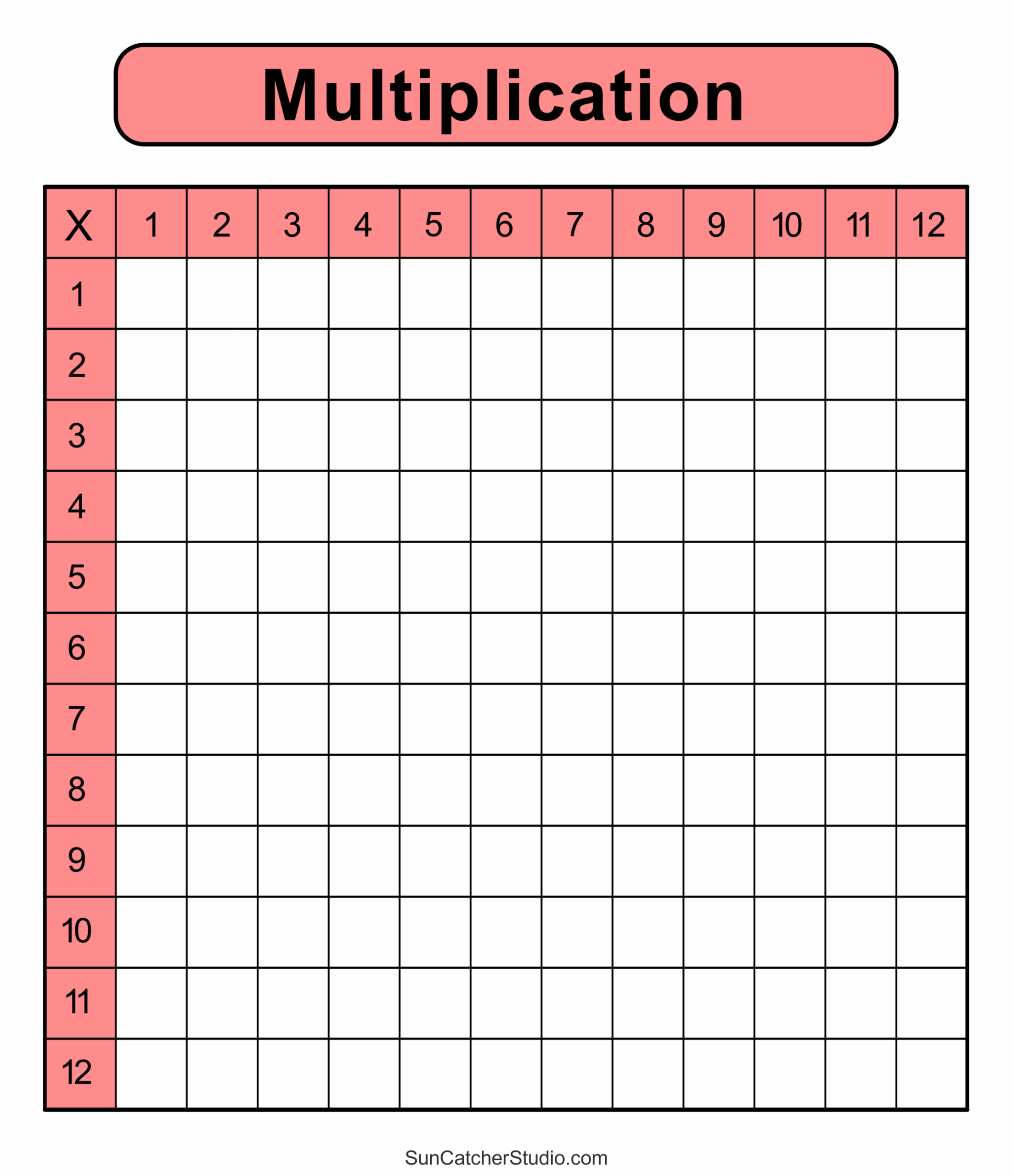 Multiplication Charts PDF Free Printable Times Tables Free Printables Lettering SVG Files Tools Apps Multiplication Table Printable Paper Trail Design