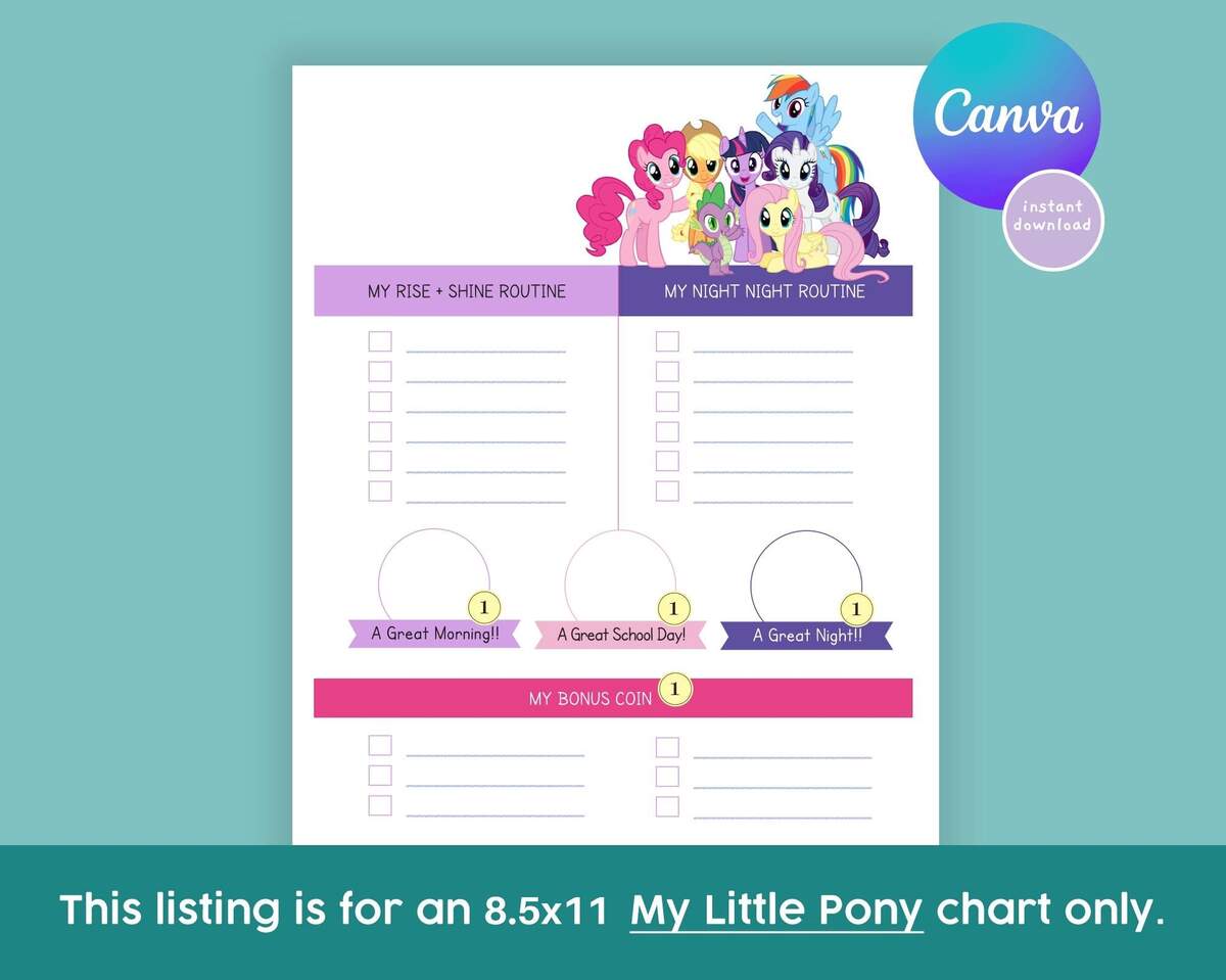 My Little Pony Reward Chart Etsy
