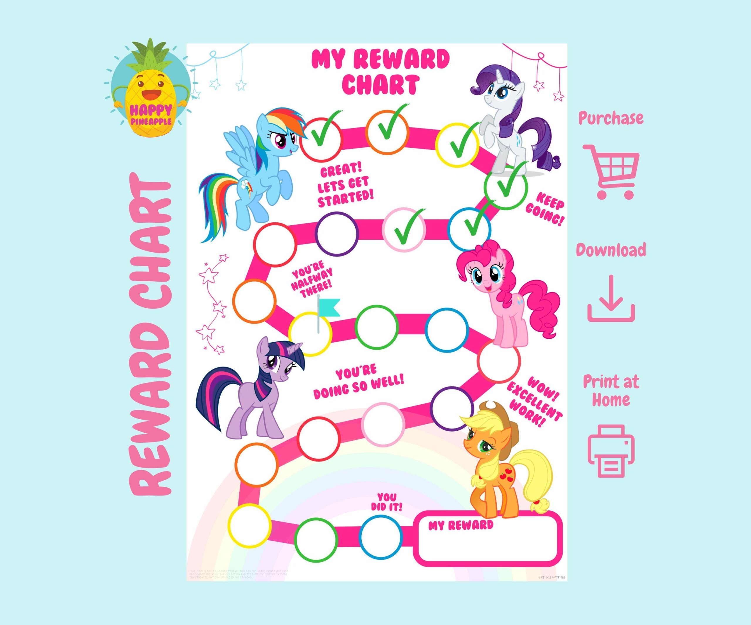 My Little Pony Reward Chart For Kids Chore Chart Behaviour Chart Instant Download Sticker Chart Potty Training Chart For Girls Etsy