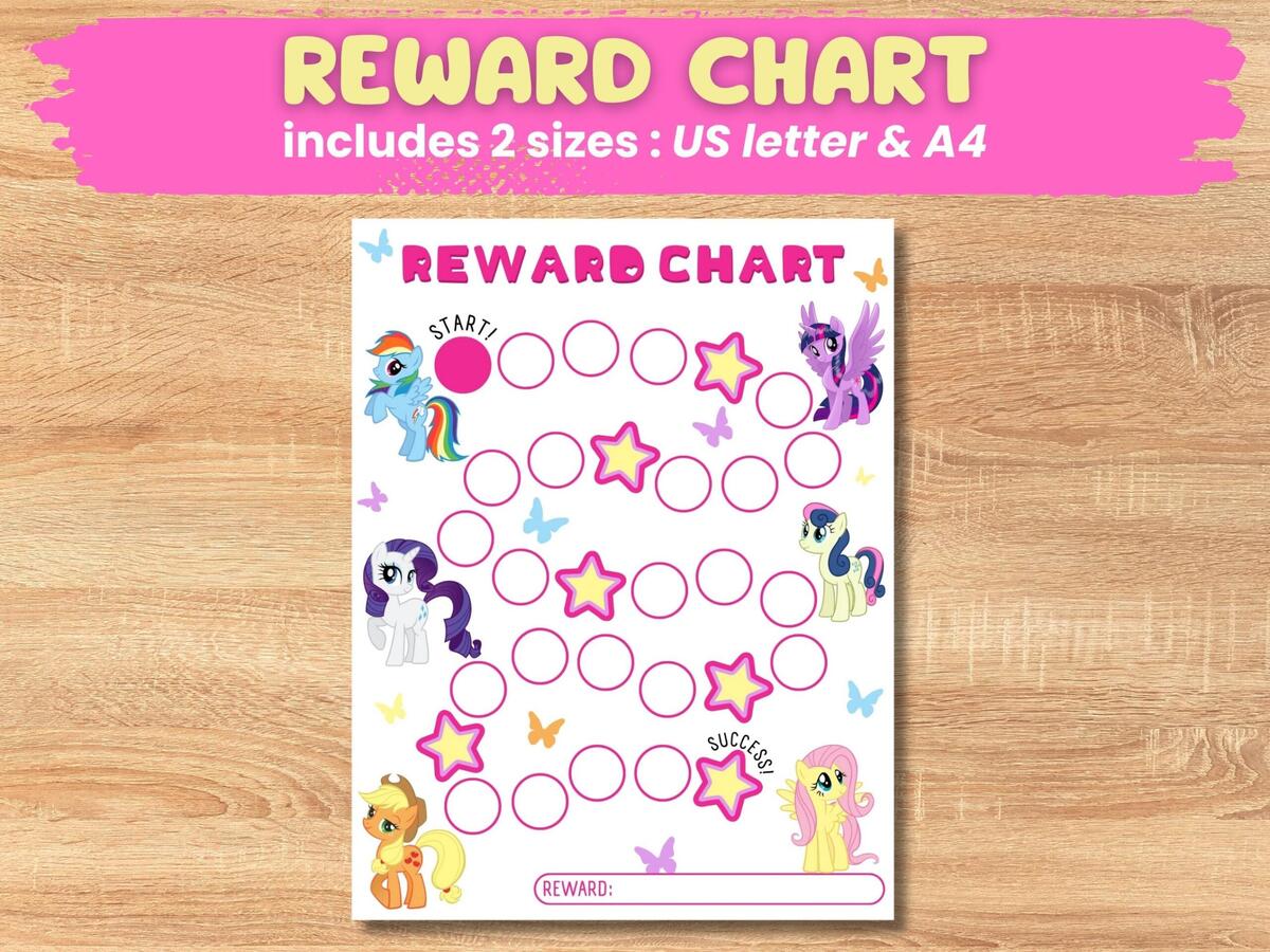 My Little Pony Reward Chart For Kids Chore Chart Behaviour Chart Instant Download Sticker Chart Potty Training Chart For Girls Etsy
