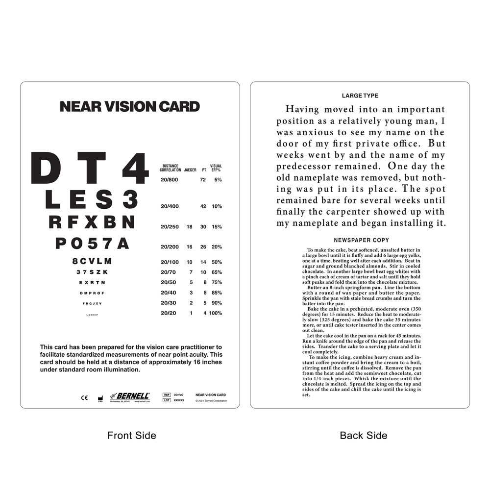 Near Vision Acuity Card For Optometrists Durable Washable Testing Tool Eye Test Chart For The Illiterate R Coolguides