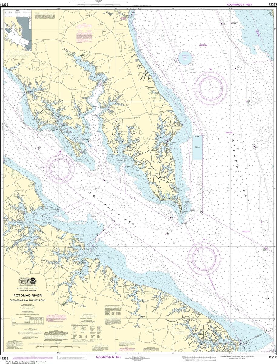 NOAA Nautical Chart 12233 Potomac River Chesapeake Bay To Piney Point