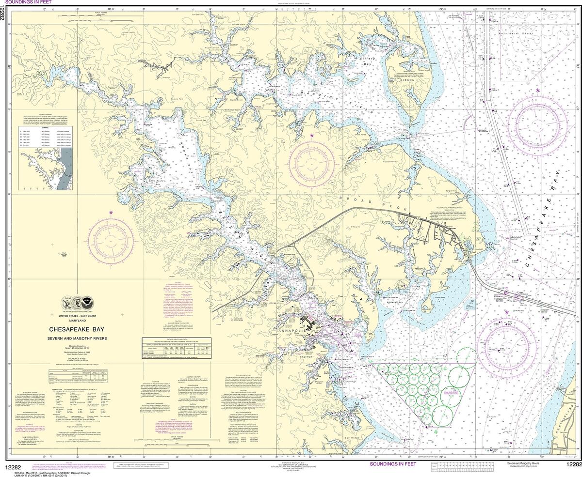 NOAA Nautical Chart 12282 Chesapeake Bay Severn And Magothy Rivers