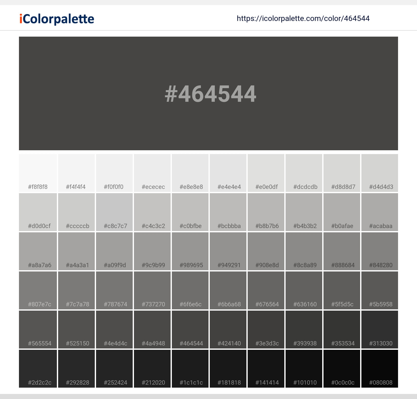 Onyx Color 464544 Information Color Conversion CMYK Hsl Rgb Pantone Printing Match