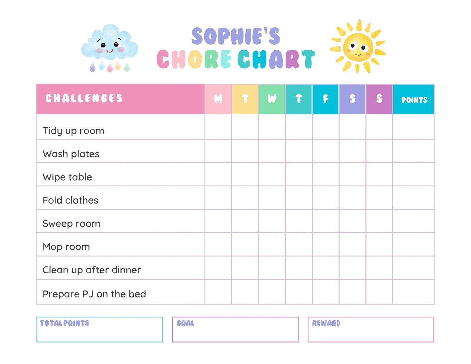 Page 2 Free Customizable Chore Chart Templates To Print Canva Free Customizable Chore Chart Templates To Print Canva