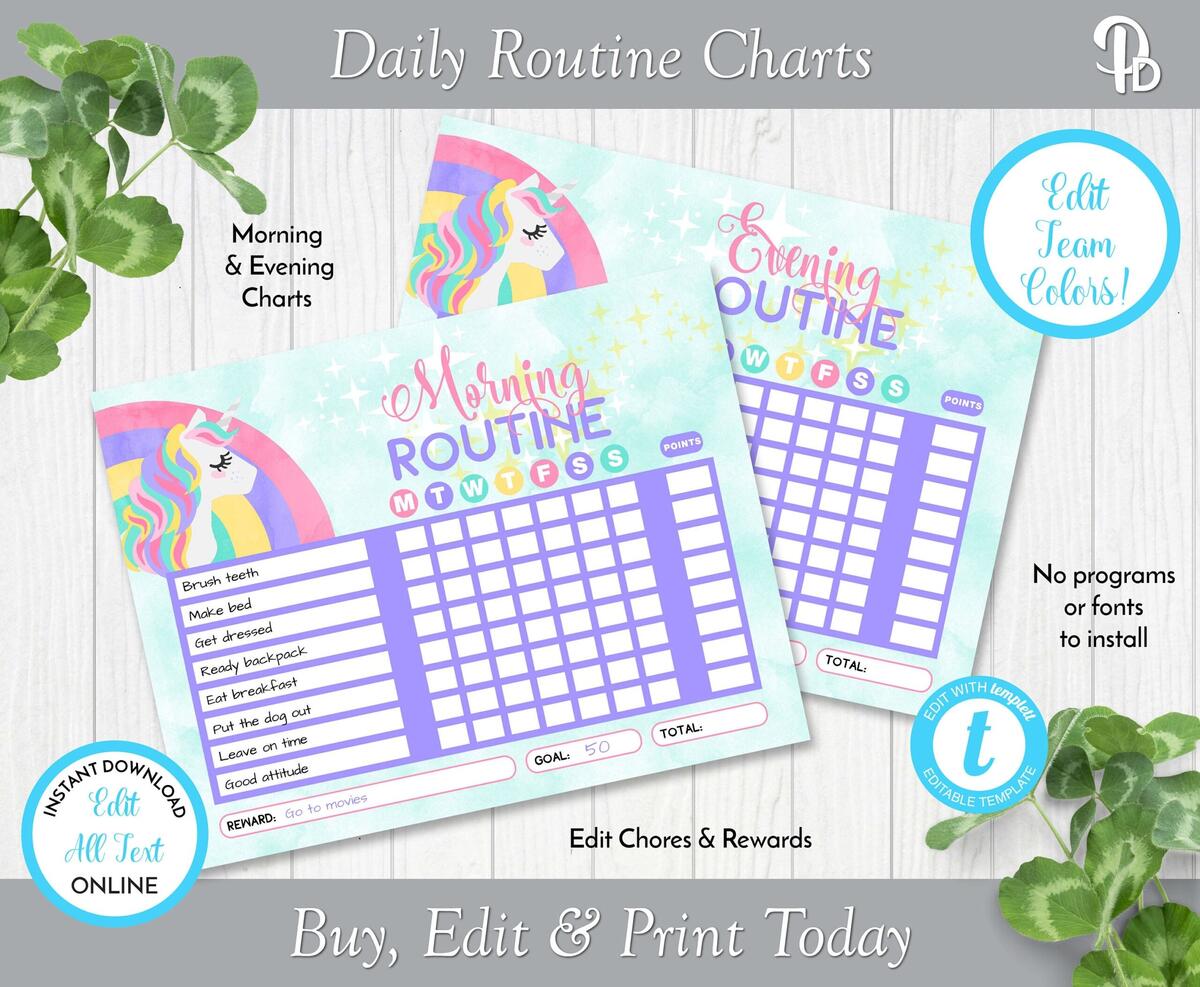 Pony Morning Routine Chart Printable Flip Chore Chart For Kids Daily Ready Before School Checklist Toddler Visual Schedule Reward Chart Etsy