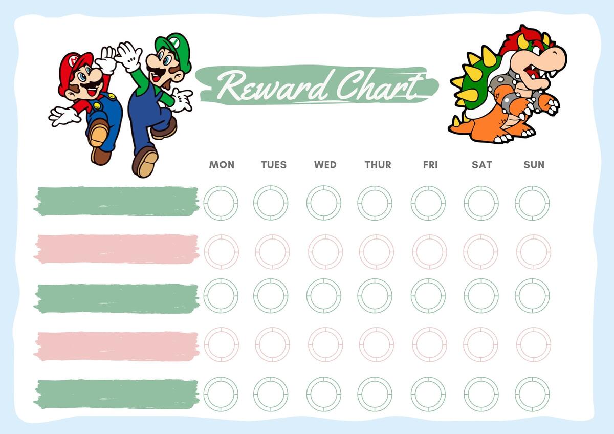 Mario Potty Chart Potty Training Chart Mario Brothers Personalized Etsy Denmark