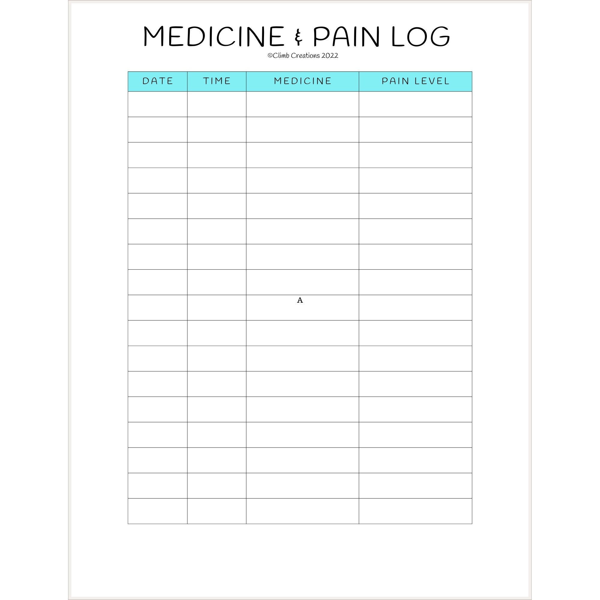 Post Op Medicine Pain Tracker Surgery Recovery Log Digital Download Etsy