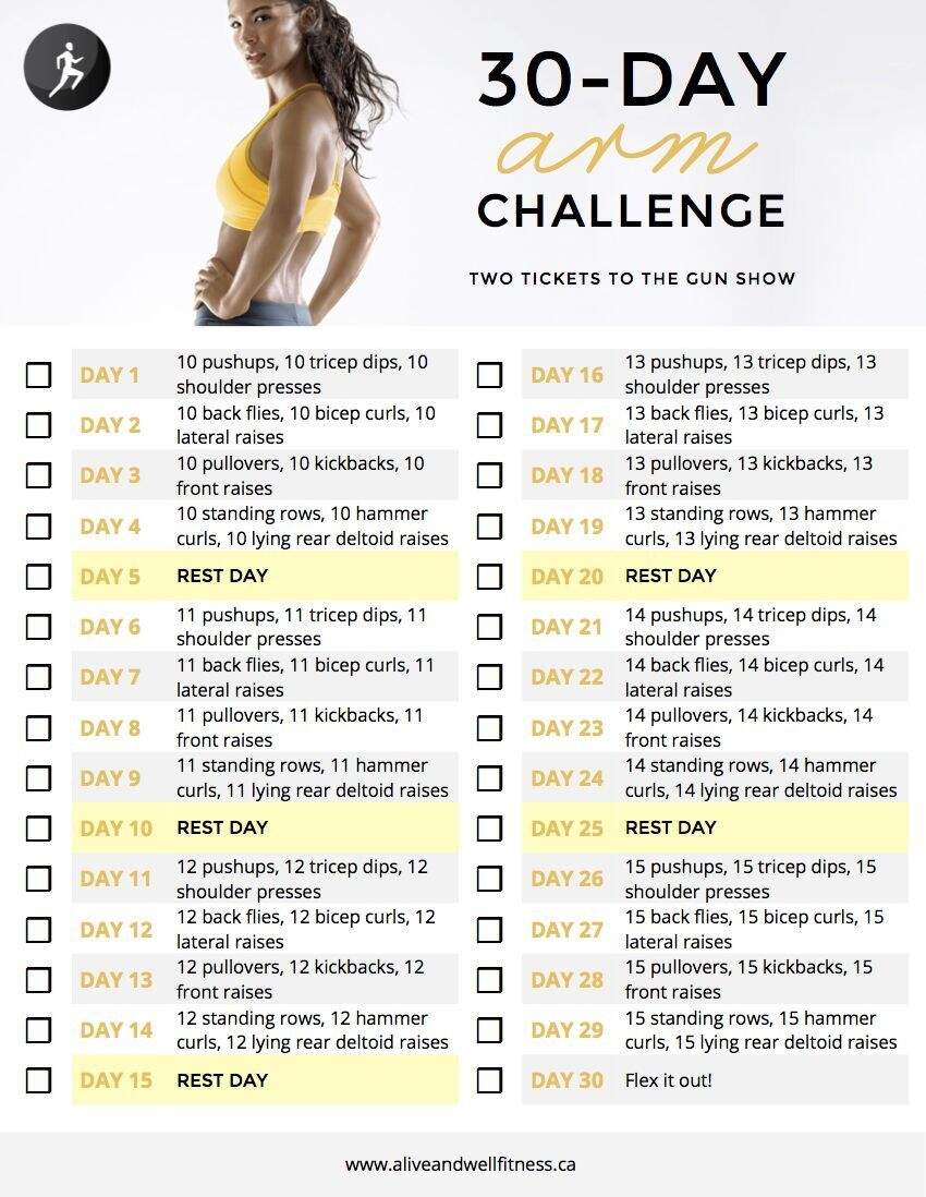 Printable 30 Day Arm Challenge Weight Printable Arm Workouts With Dumbbells Printable Arm