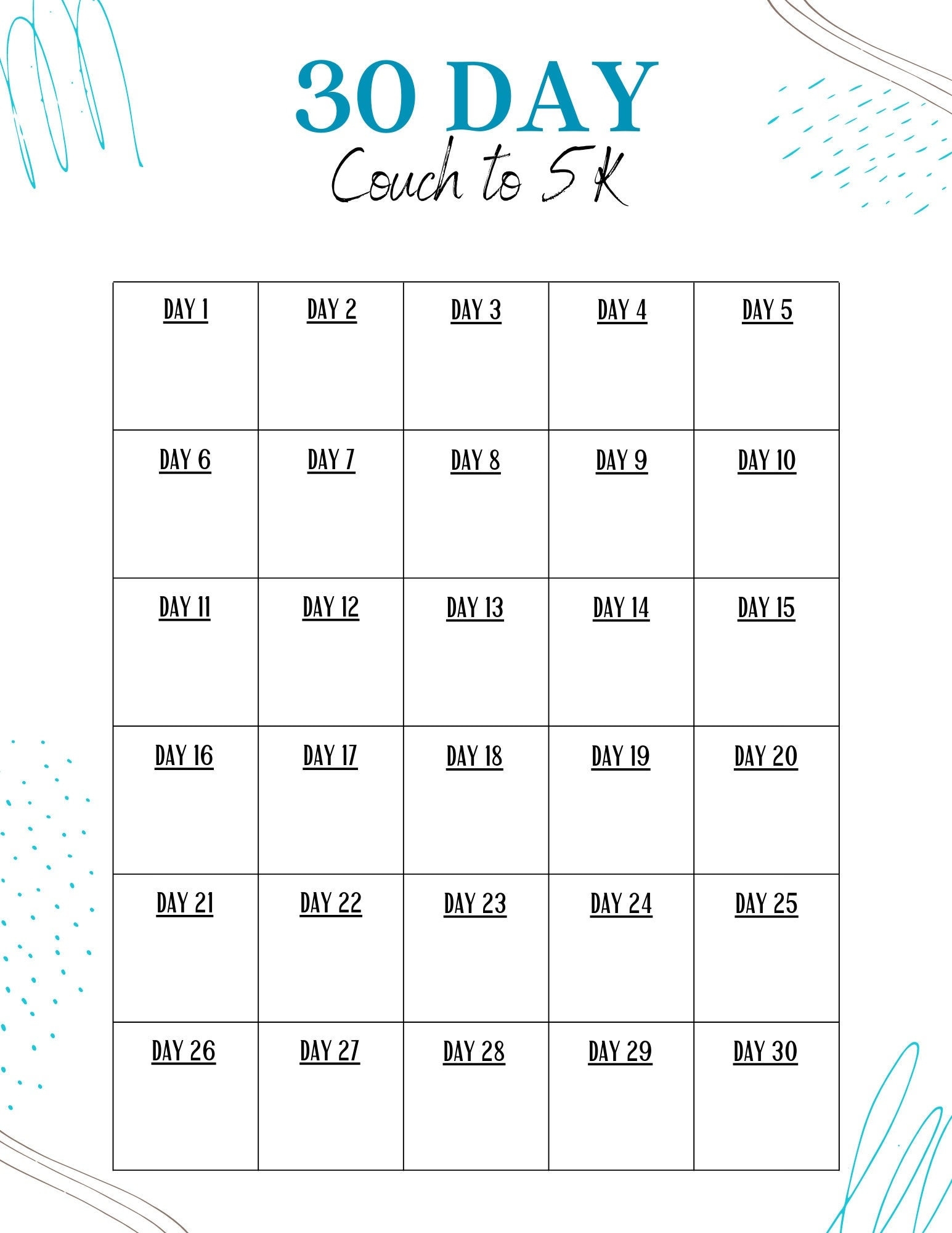 Printable 5km Workout Plan Couch To 5K Plan Race Prep Digital Download Printable Running Plan