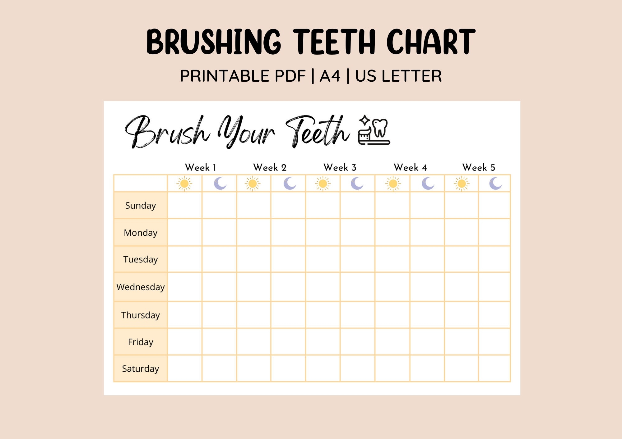 Printable Brushing Teeth Chart Toddler Brushing Kids Routine Monthly Brushing Checklist Toothbrush Schedule Print Yourself Etsy Israel