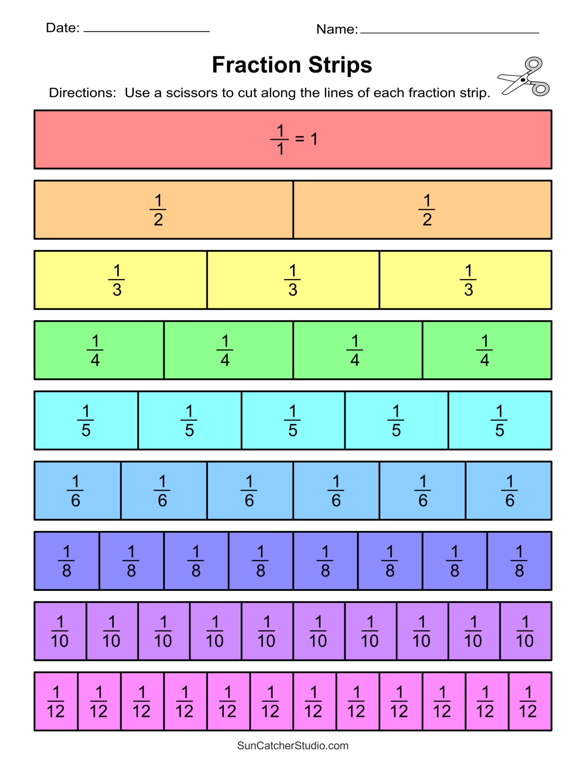Fractions Chart Superstar Worksheets
