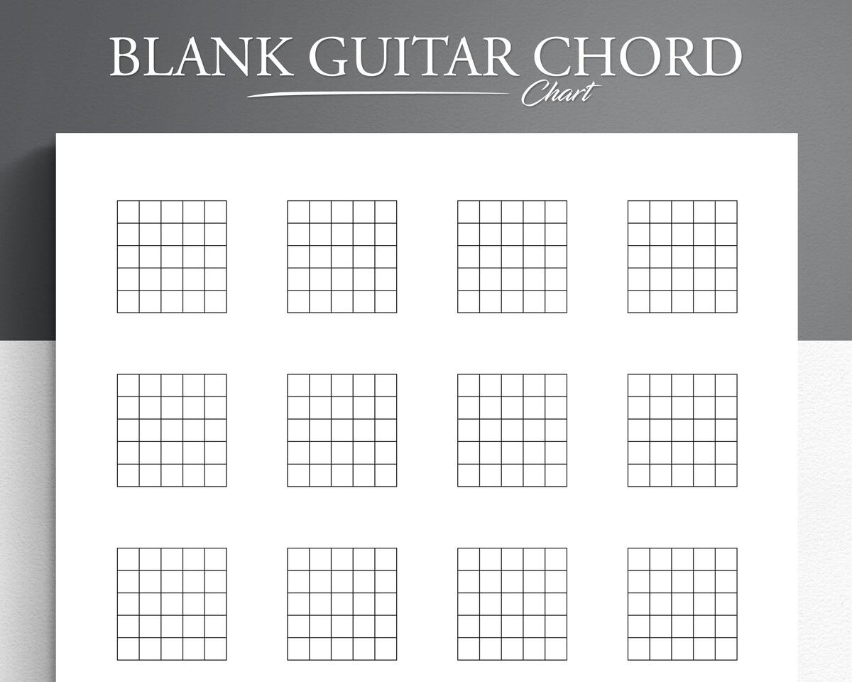 Printable Guitar Blank Chord Chart Blank Guitar Chord Diagrams Guitar Tab Paper Guitar Chord Chart Etsy