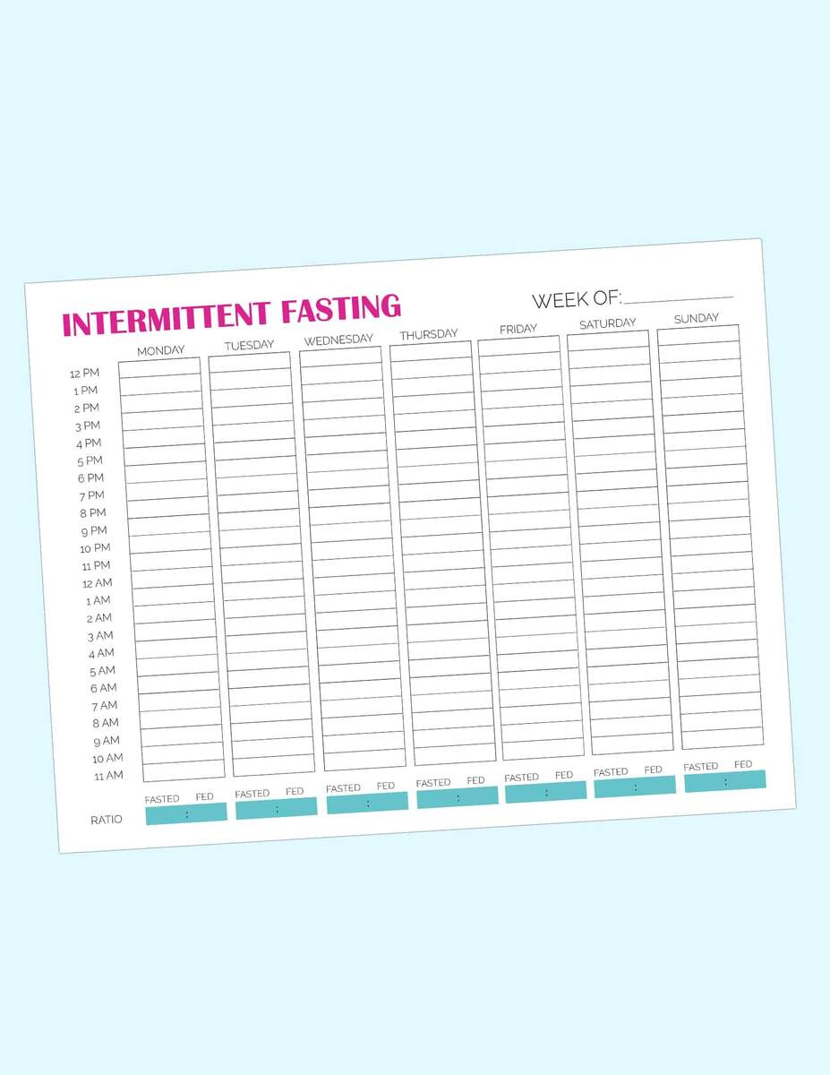 Printable Intermittent Fasting Schedule