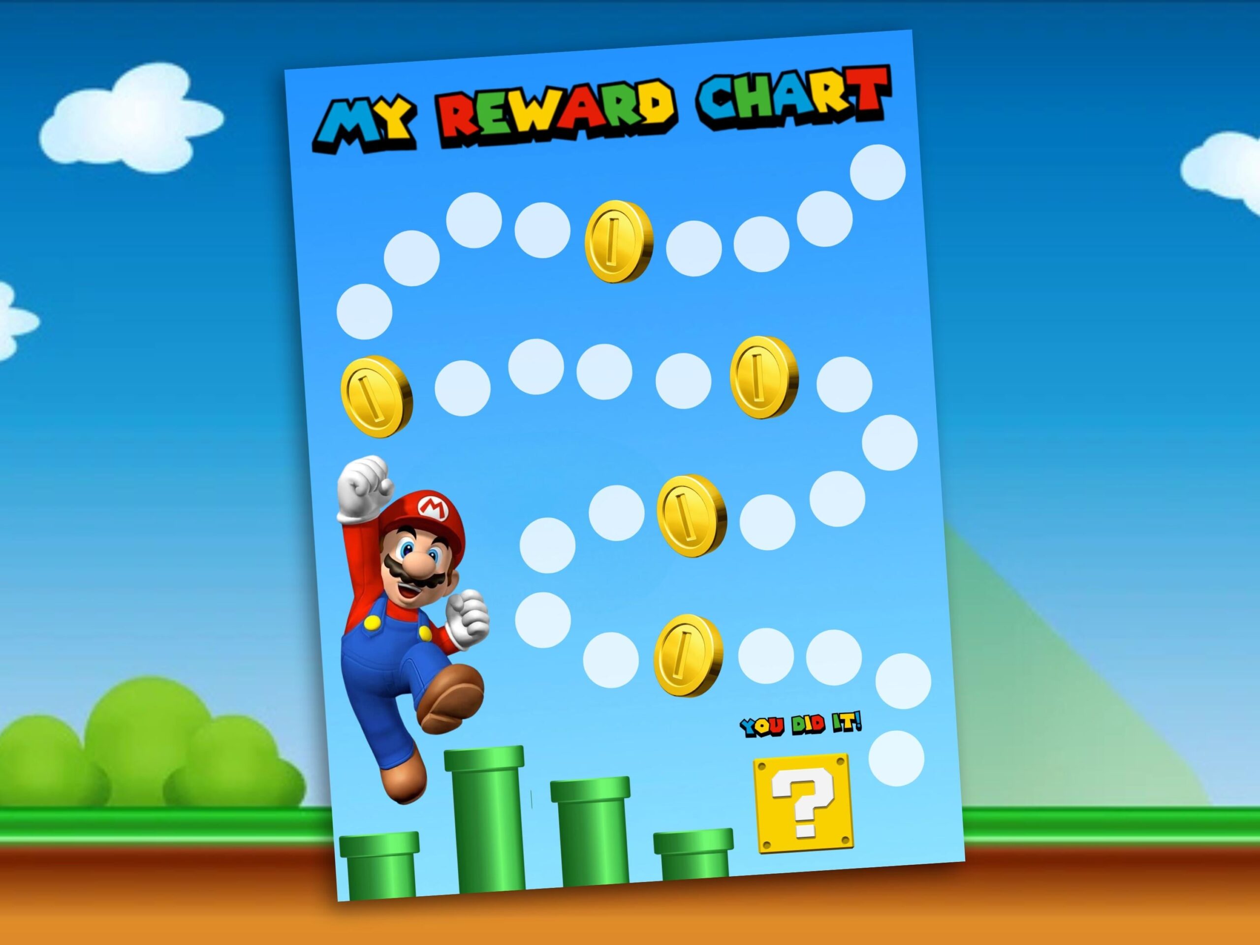 Printable Mario Inspired Reward Chart Instant Download Kids Routine Sticker Chart Etsy