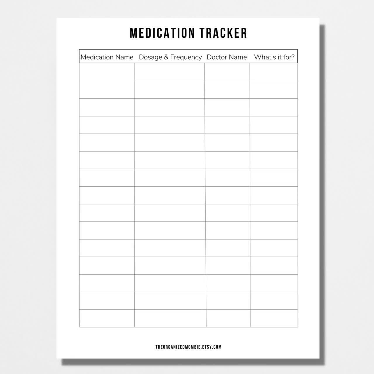 Printable Medication Log Nurse Printables Medication Tracker Medicine Chart Daily Report Medicine And Supplement Tracking Sheet Post Surgery Etsy