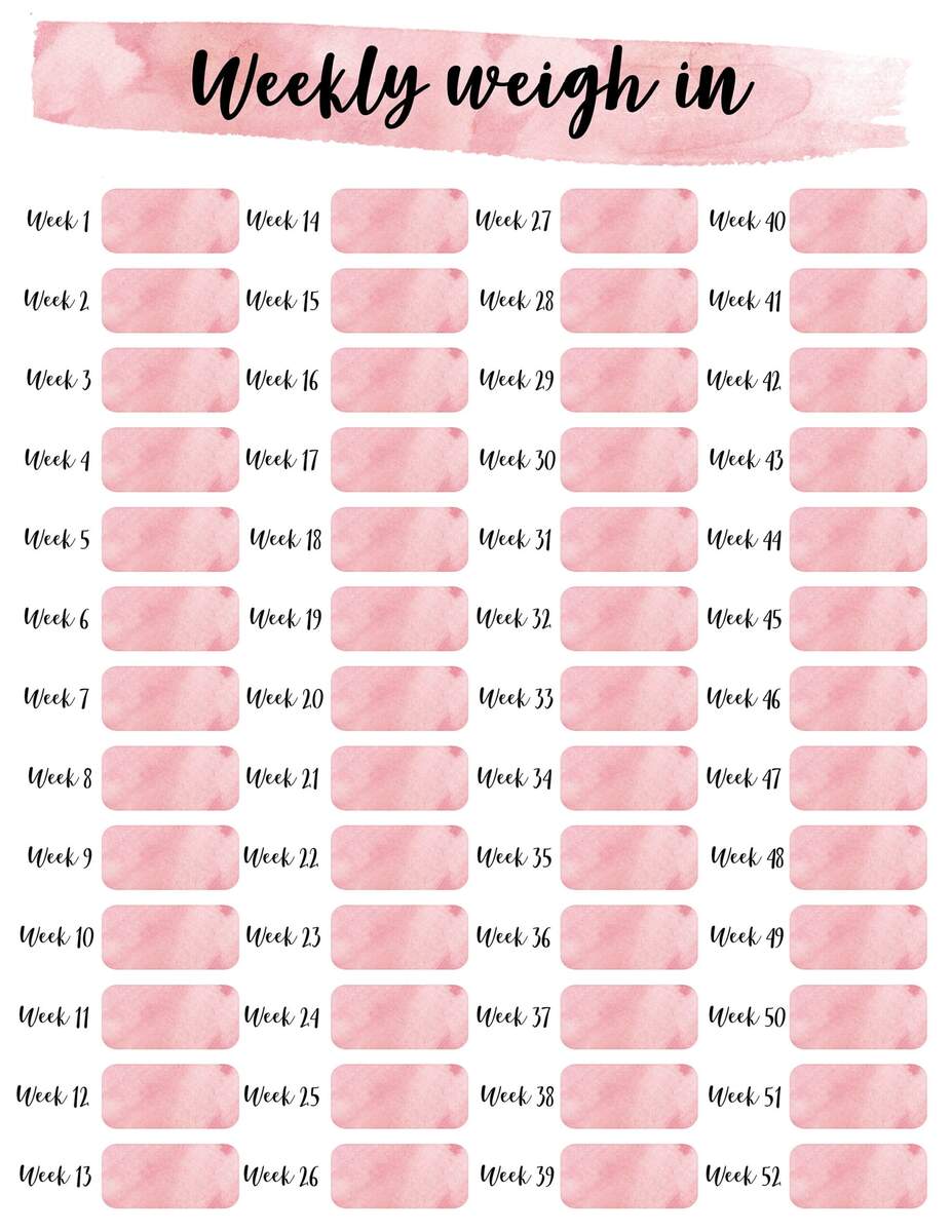 Printable Weekly Weigh In Weight Loss Tracker 52 Wks Digital Weight Loss Chart Weight Loss Journal Printable Weekly Weigh In Tracker Etsy
