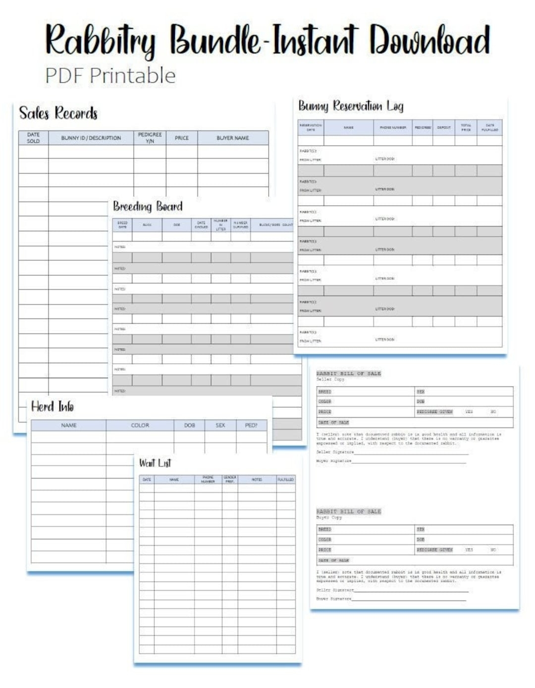 Rabbit Breeding Log Homestead Record Rabbitry Kindle Log Breeding Charts Etsy