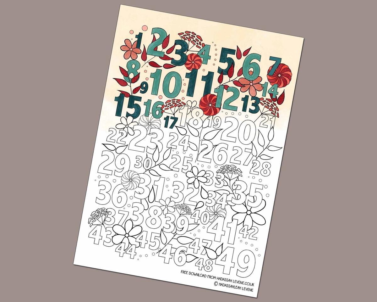Sefirat Haomer Chart Colouring Page Hadassah Levene Sefirat Haomer Chart Colouring Page Hadassah Levene