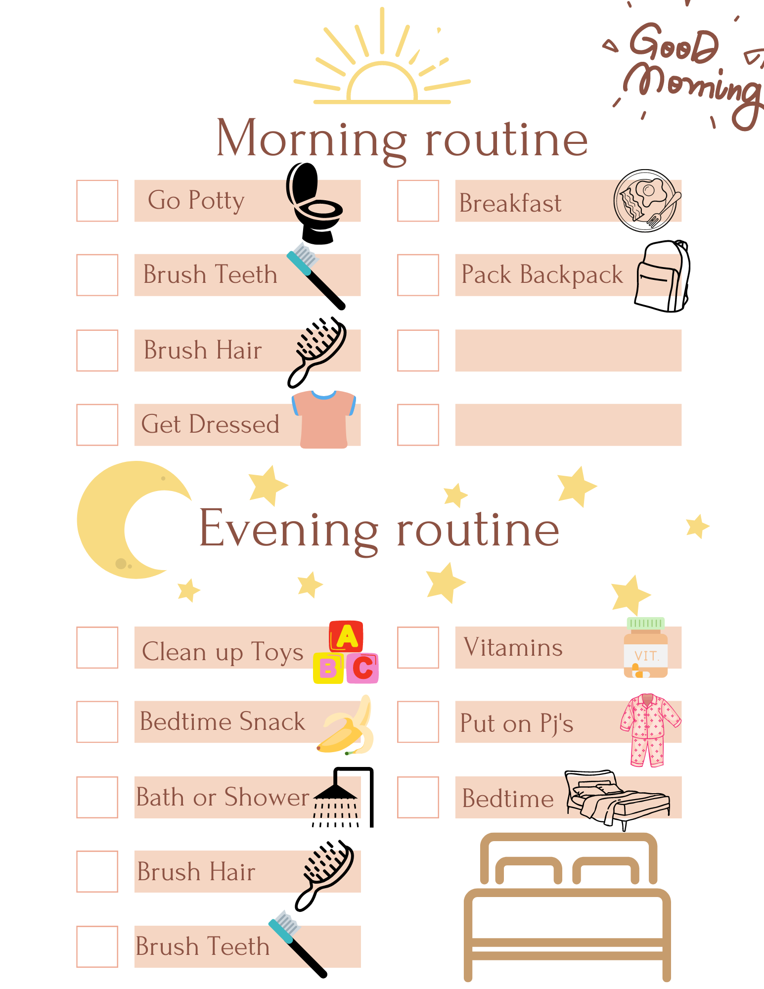 Set Of Two 2 Morning Evening Routine Visual Aids Behavior Analyst Resource Center Set Of Two 2 Morning Evening Routine Visual Aids Behavior Analyst Resource Center