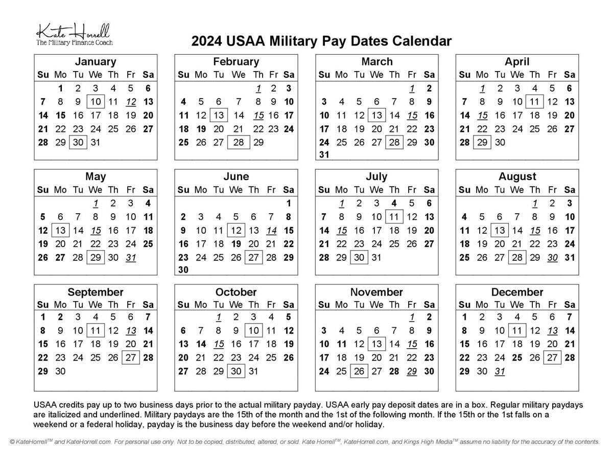 Usaa Pay Calendar